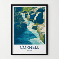 Cornell Poster - New York Wall Art - Cascading River Gorge Home Decor
