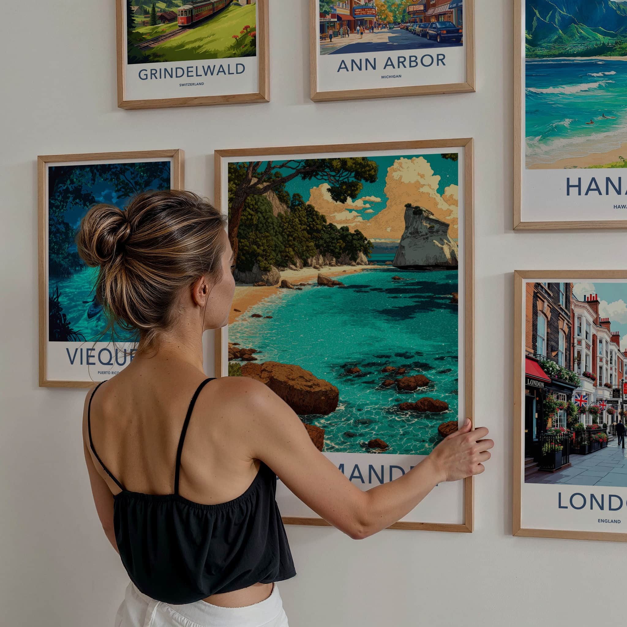 Coromandel Poster New Zealand Travel Print Ocean Beach Cliff Gallery Art