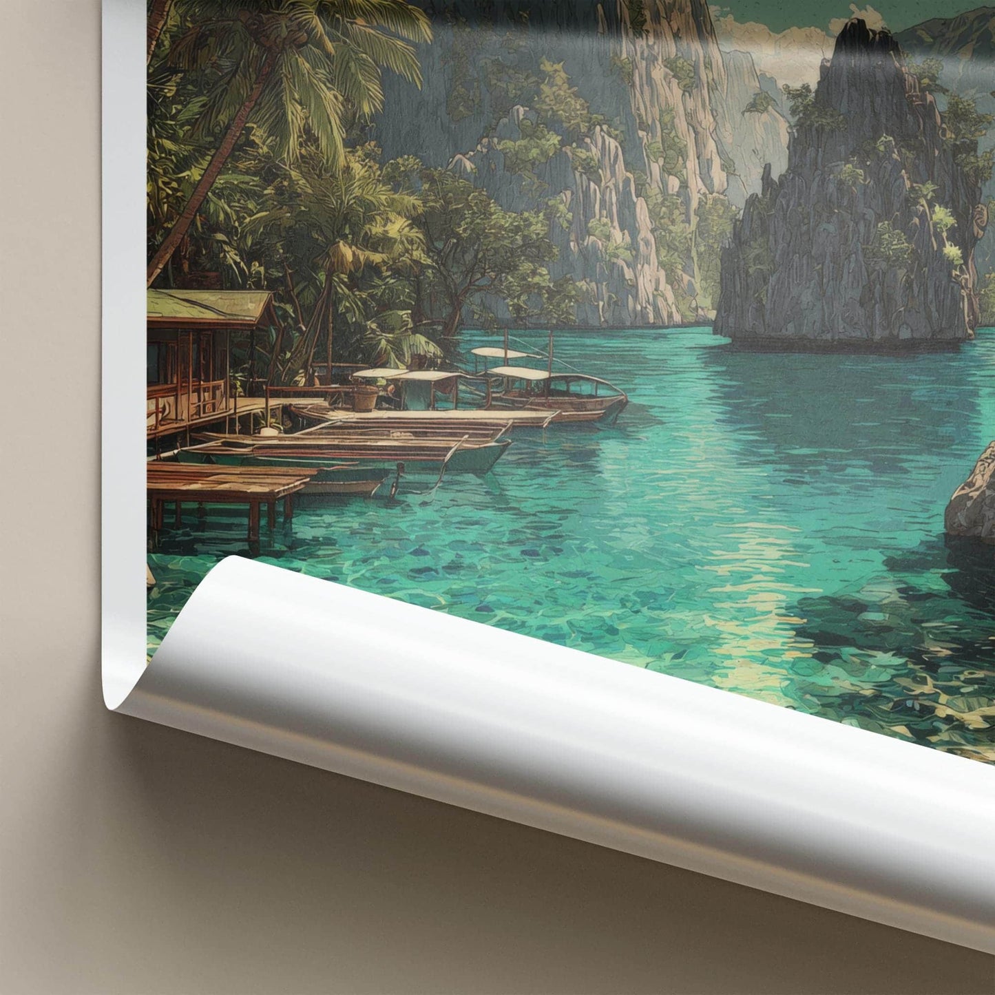Coron Poster - Philippines Travel Art - Emerald Waters Boats Home Decor