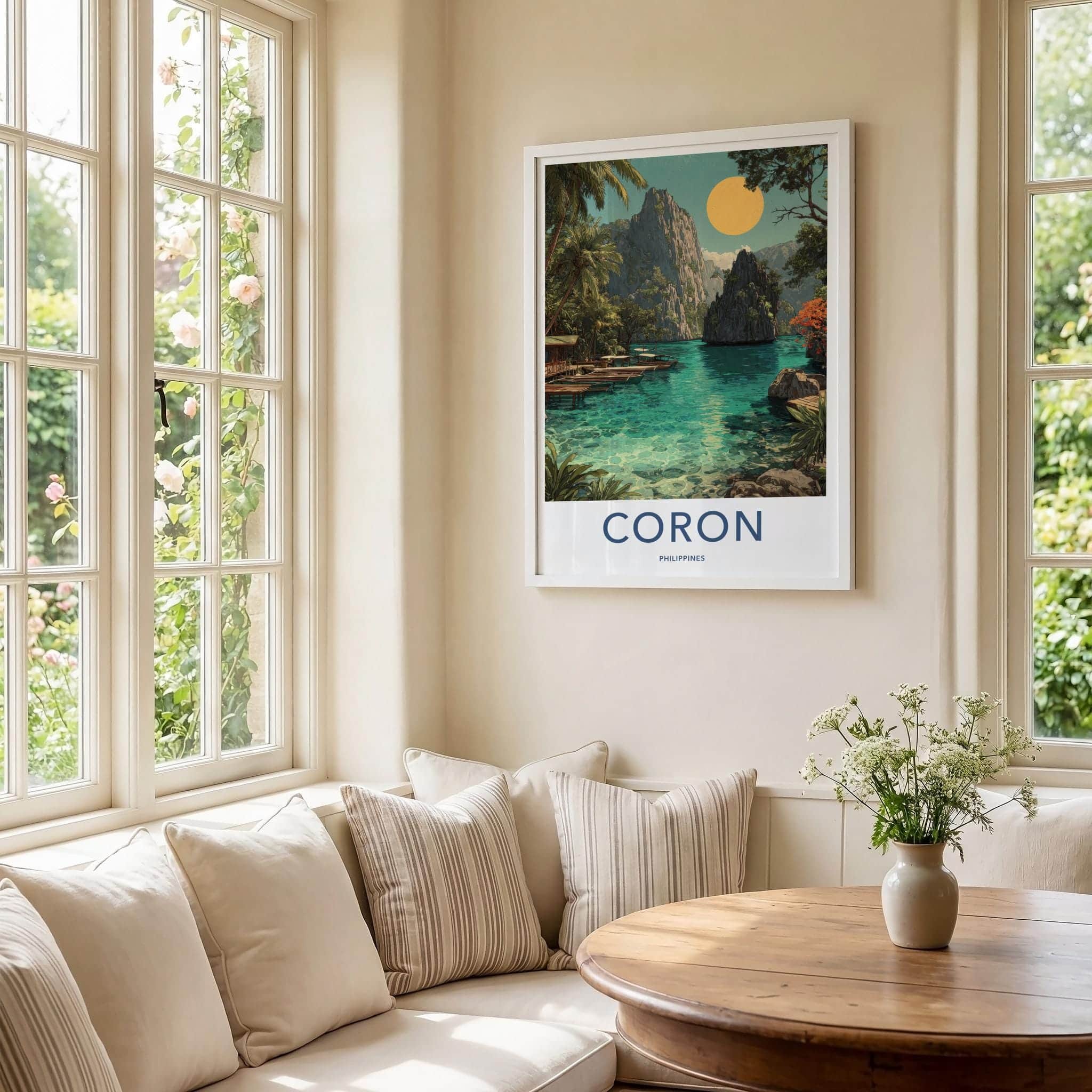 Coron Poster - Philippines Travel Art - Emerald Waters Boats Home Decor