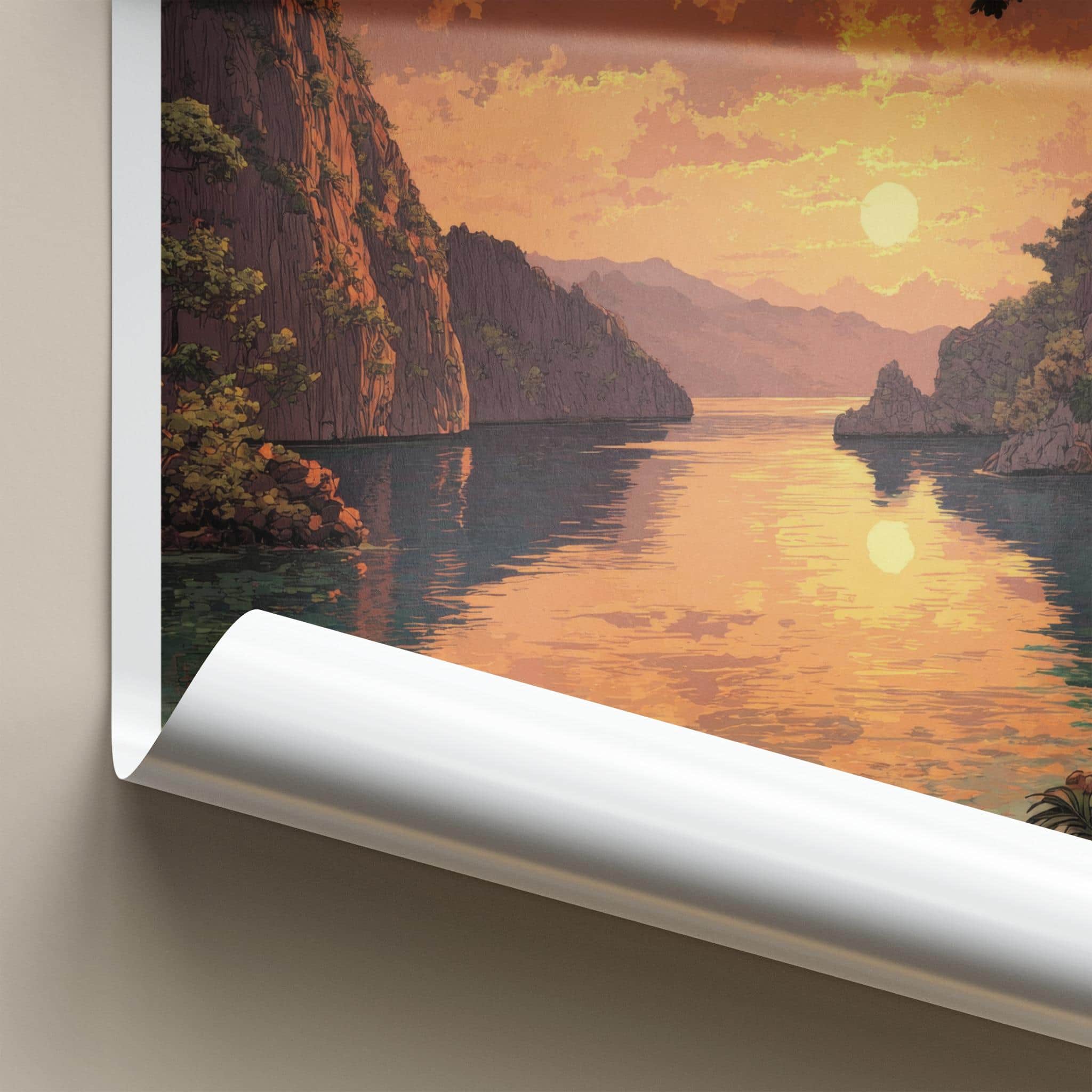 Coron Poster - Philippines Travel Art - Golden Island Sunset Home Decor