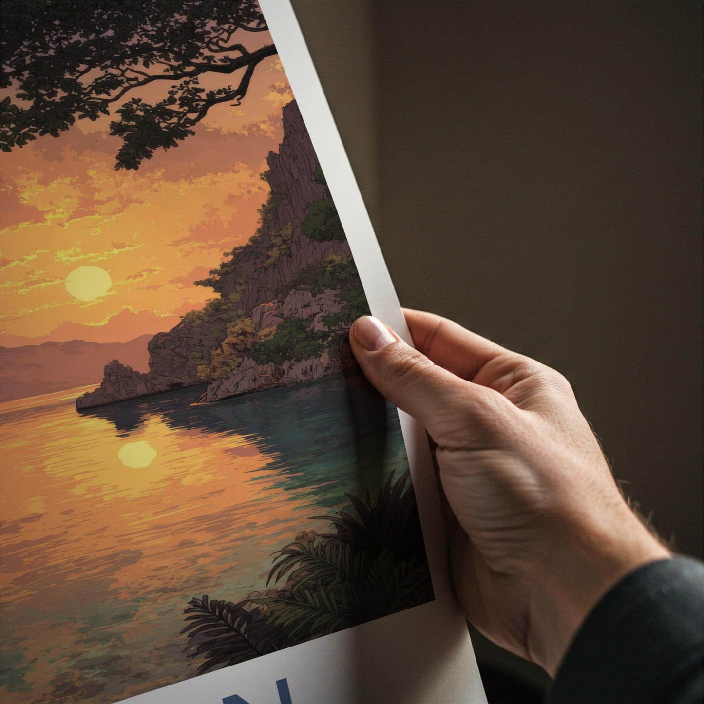 Coron Poster - Philippines Travel Art - Golden Island Sunset Home Decor