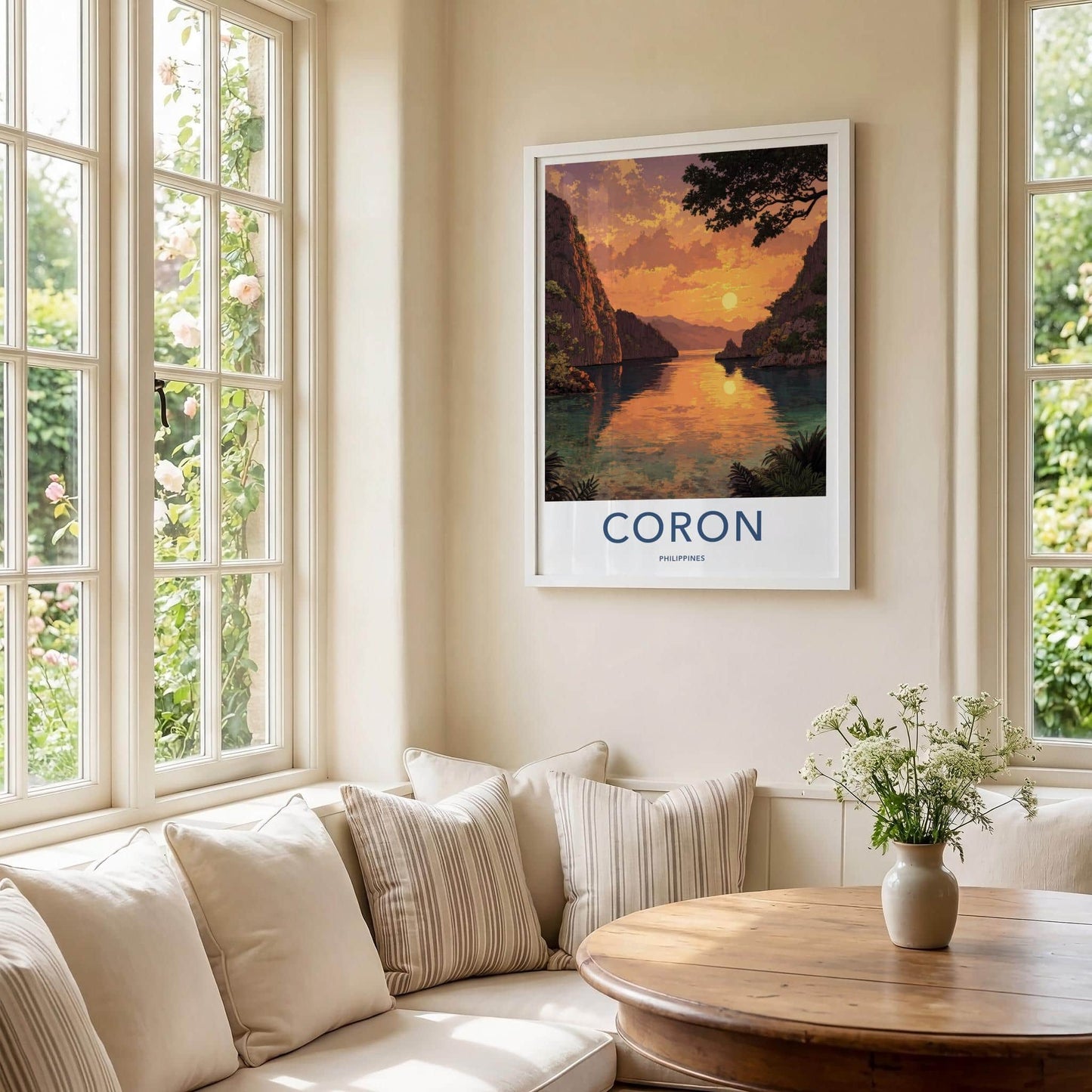 Coron Poster - Philippines Travel Art - Golden Island Sunset Home Decor