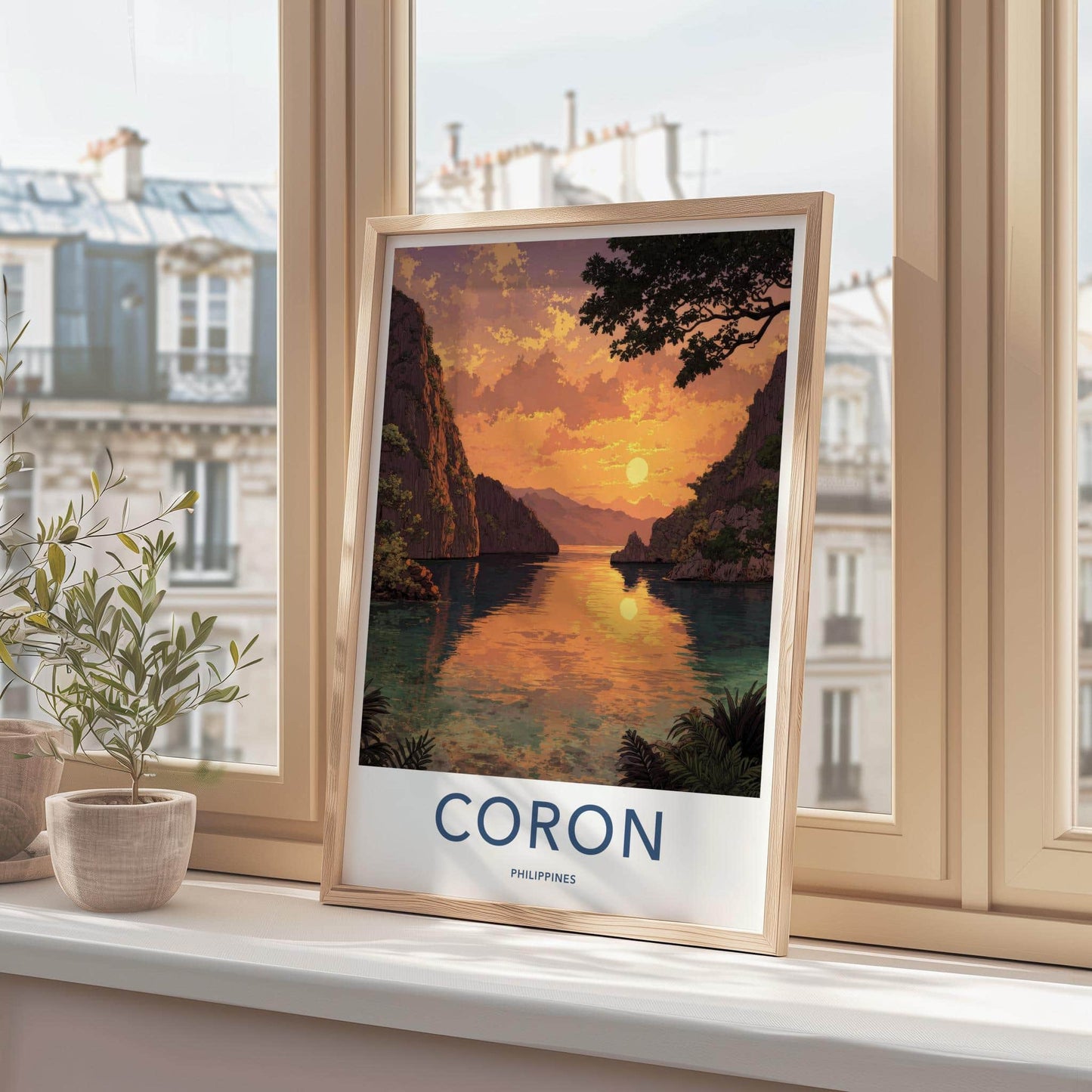 Coron Poster - Philippines Travel Art - Golden Island Sunset Home Decor