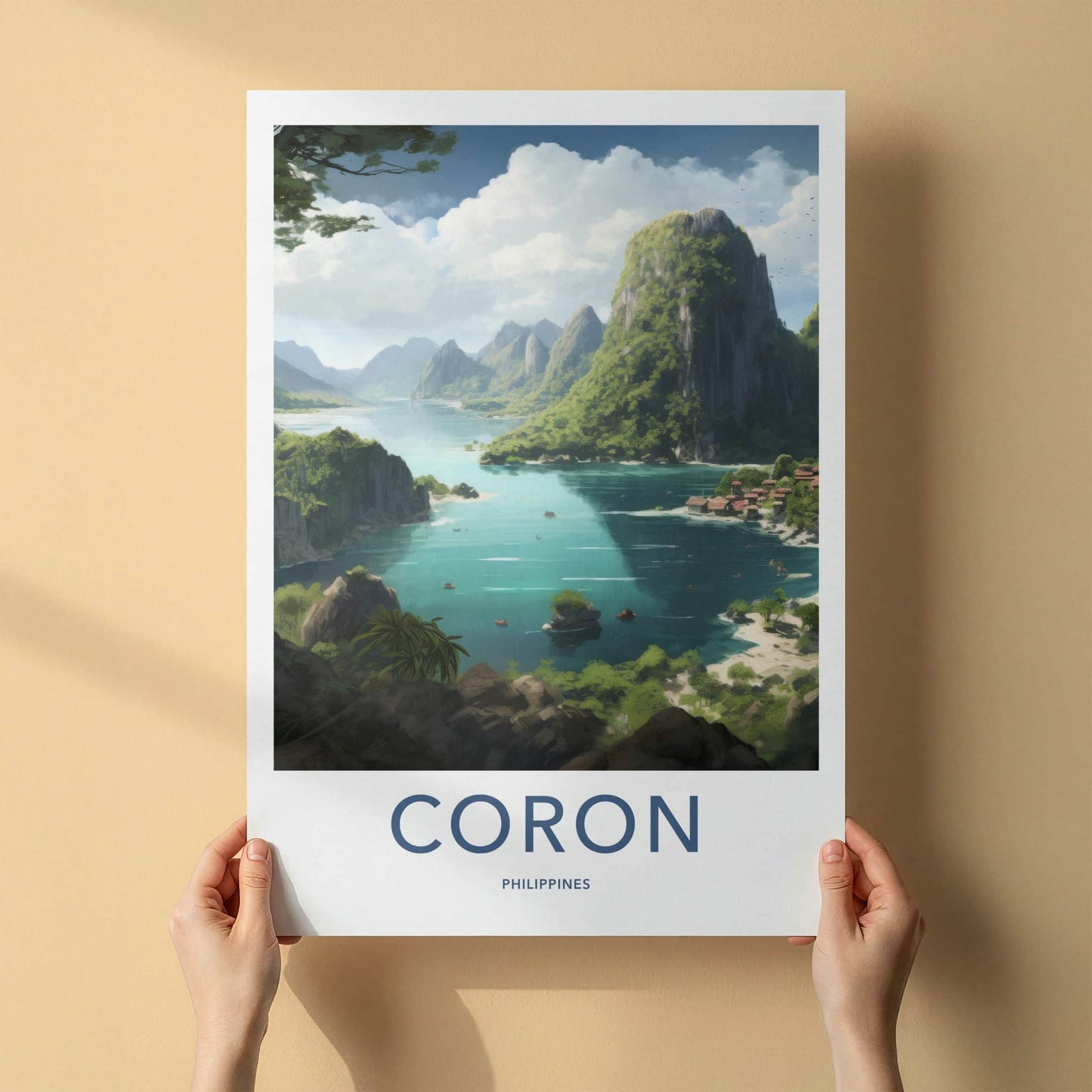 Coron Poster - Philippines Travel Art - Tropical Island Bay Home Decor