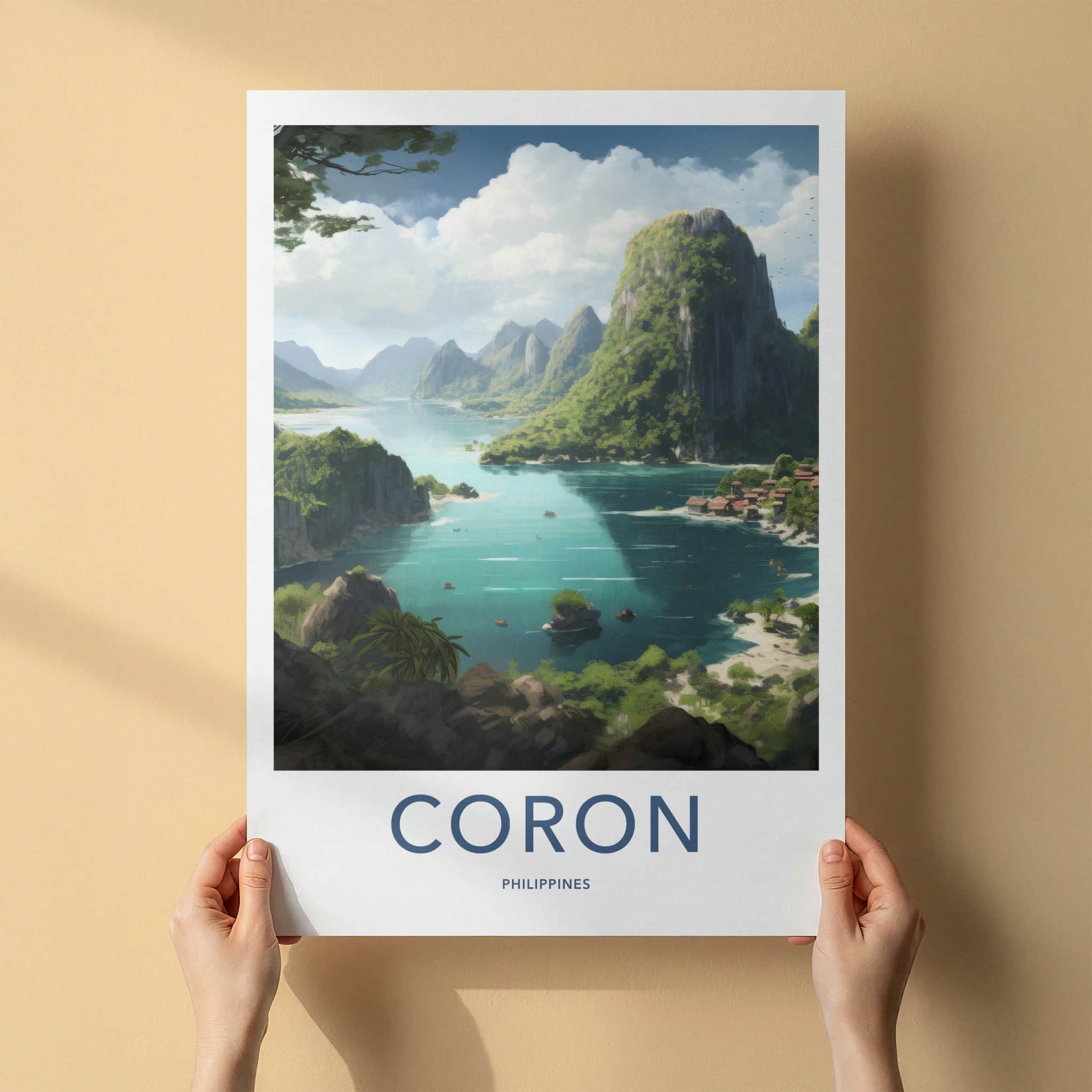 Coron Poster - Philippines Travel Art - Tropical Island Bay Home Decor