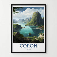 Coron Poster - Philippines Travel Art - Tropical Island Bay Home Decor