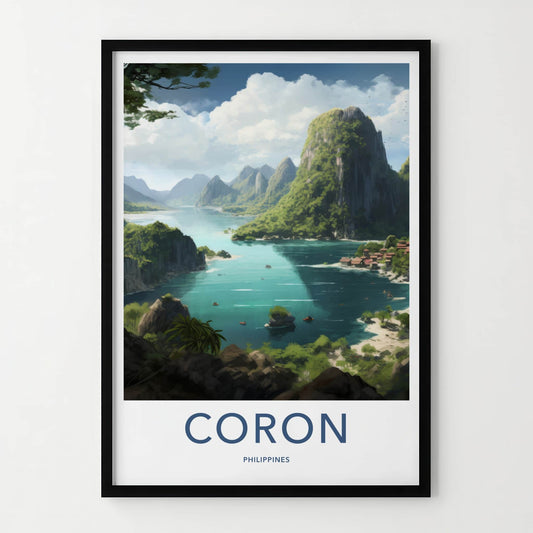 Coron Poster - Philippines Travel Art - Tropical Island Bay Home Decor
