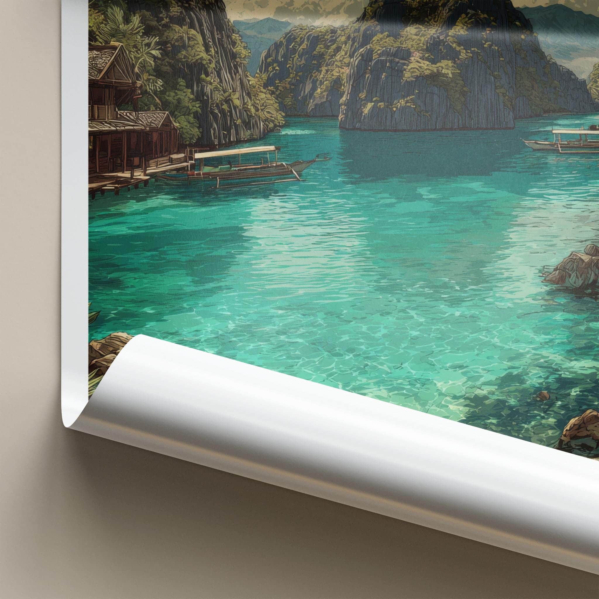 Coron Poster - Philippines Travel Art - Tropical Lagoon Boats Home Decor