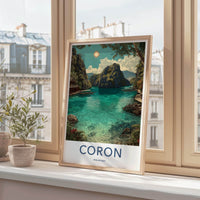 Coron Poster - Philippines Travel Art - Tropical Lagoon Boats Home Decor