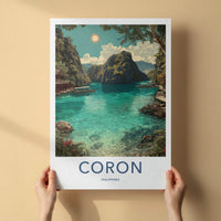 Coron Poster - Philippines Travel Art - Tropical Lagoon Boats Home Decor