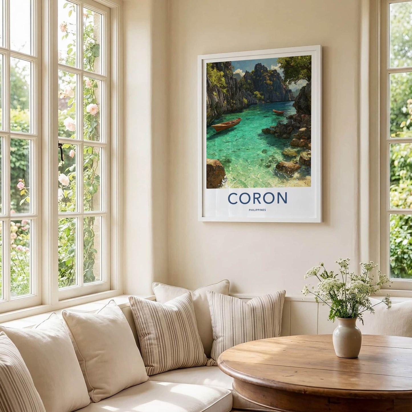 Coron Poster - Philippines Travel Print - Clear Water Boats Wall Decor