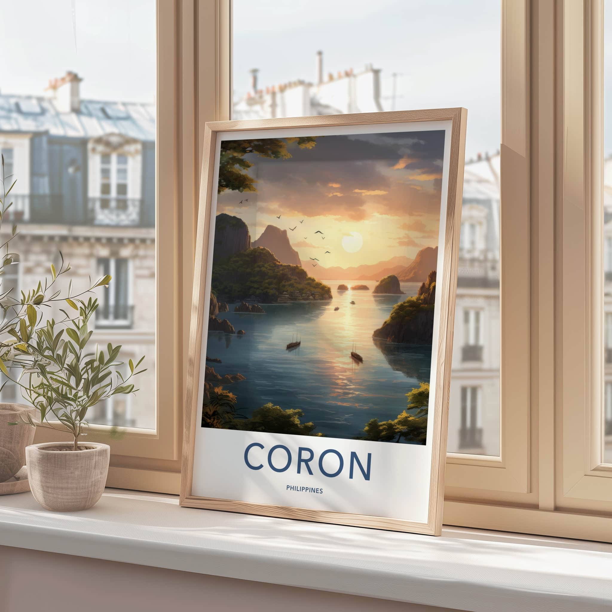 Coron Poster - Philippines Wall Art - Tropical Island Sunset Home Decor