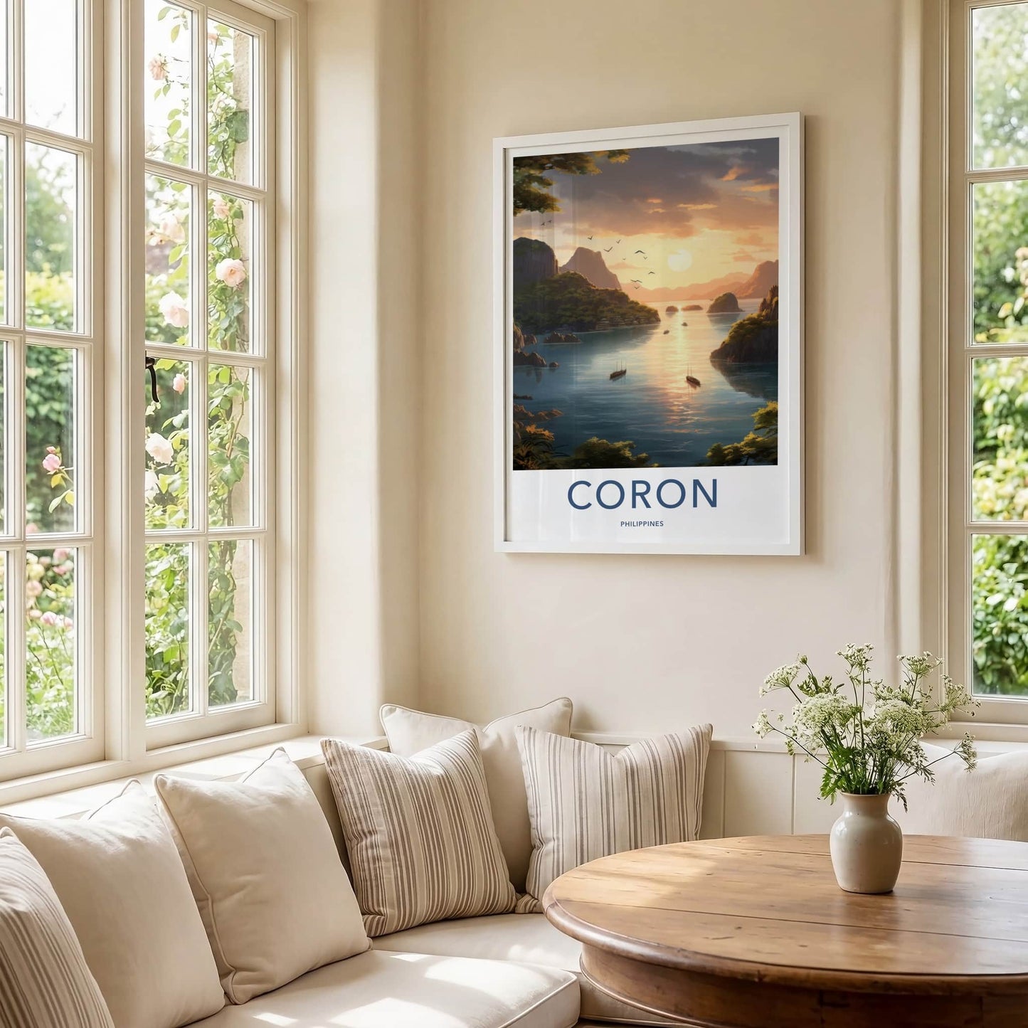 Coron Poster - Philippines Wall Art - Tropical Island Sunset Home Decor