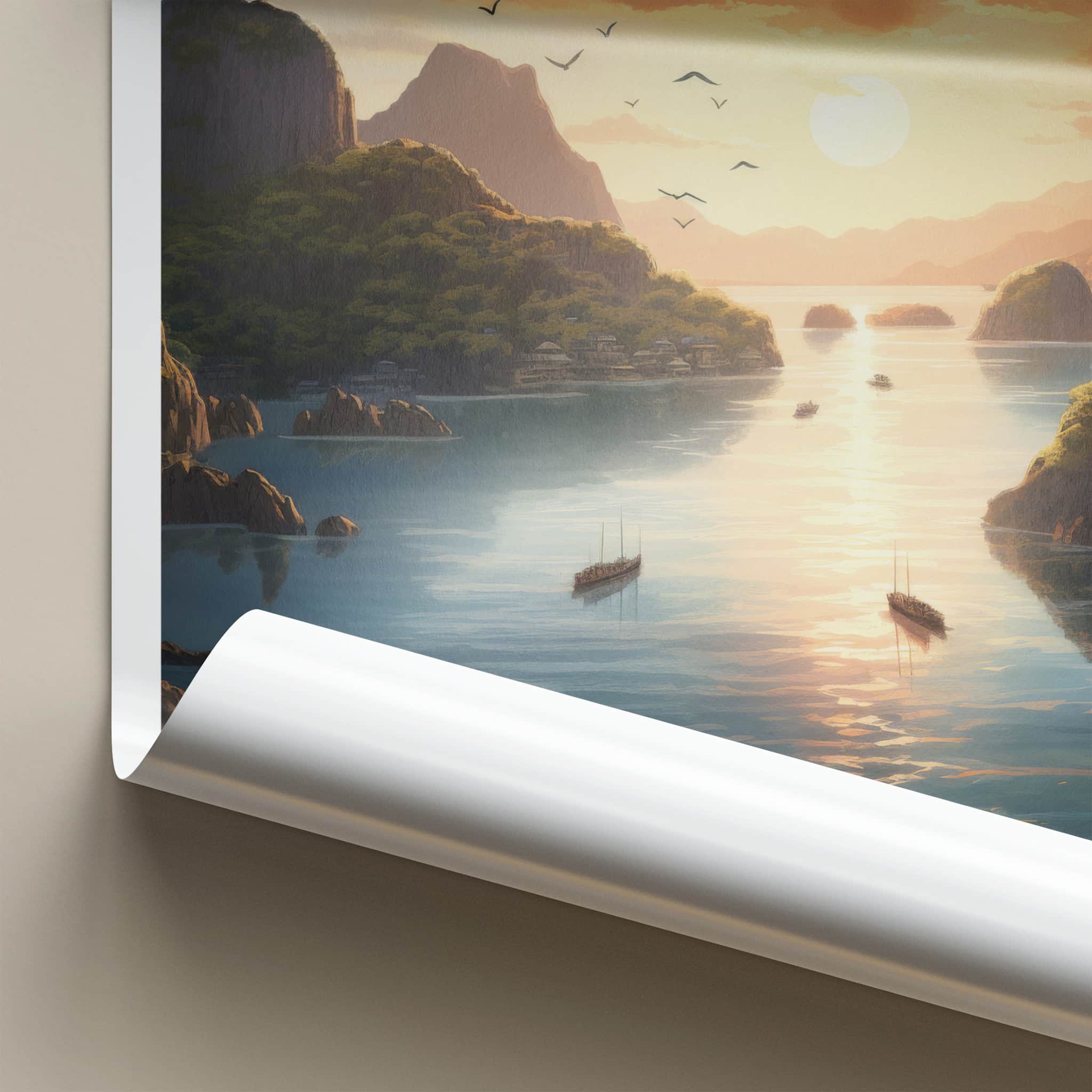 Coron Poster - Philippines Wall Art - Tropical Island Sunset Home Decor