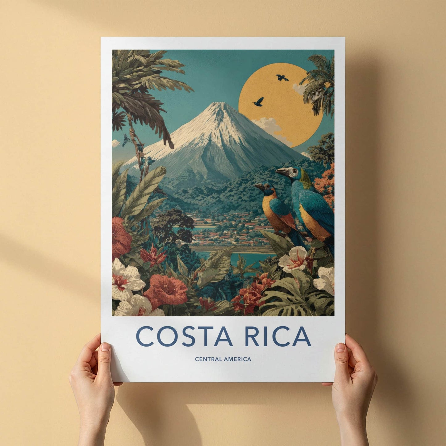 Costa Rica Poster - Costa Rica Travel Art - Volcanic Mountain Home Decor
