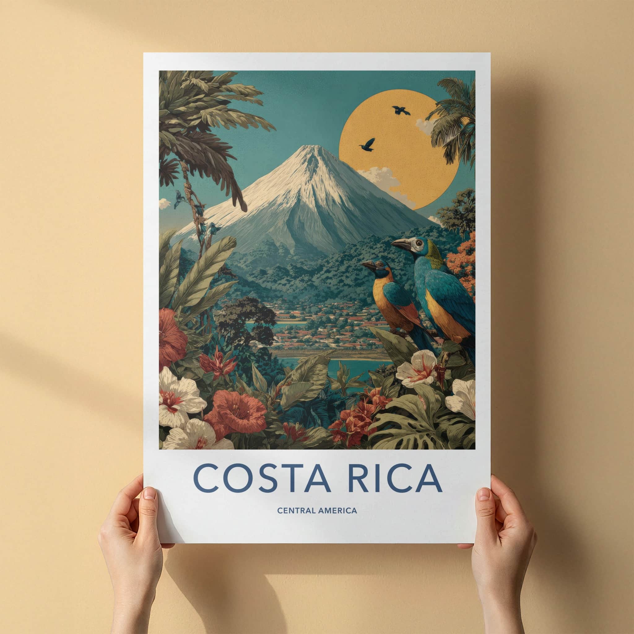 Costa Rica Poster - Costa Rica Travel Art - Volcanic Mountain Home Decor