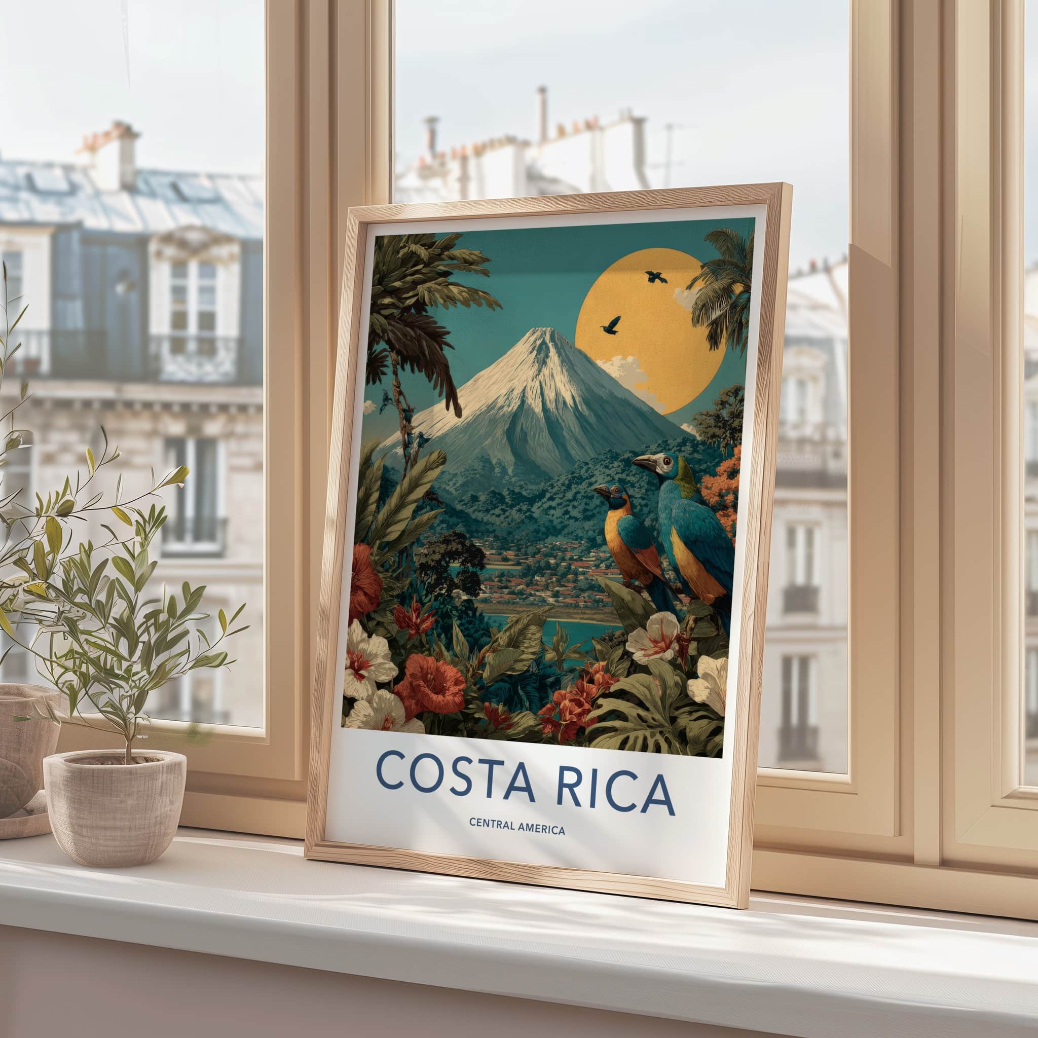 Costa Rica Poster - Costa Rica Travel Art - Volcanic Mountain Home Decor