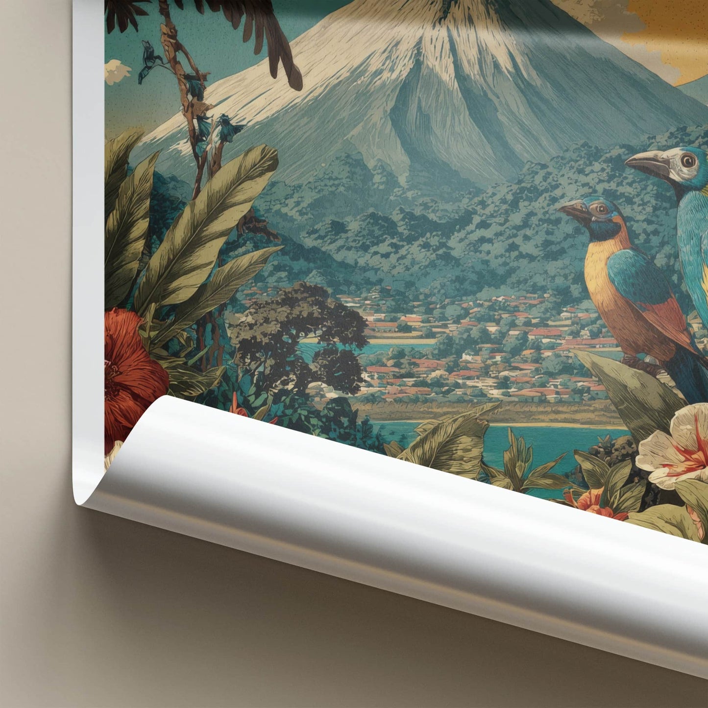 Costa Rica Poster - Costa Rica Travel Art - Volcanic Mountain Home Decor