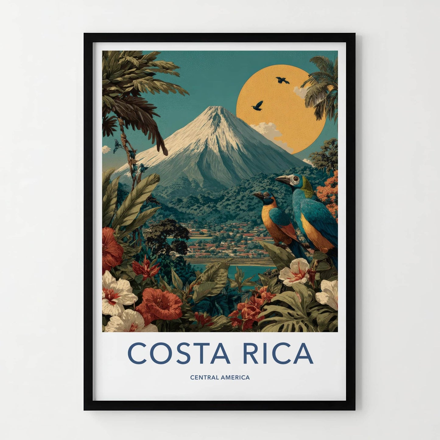Costa Rica Poster - Costa Rica Travel Art - Volcanic Mountain Home Decor