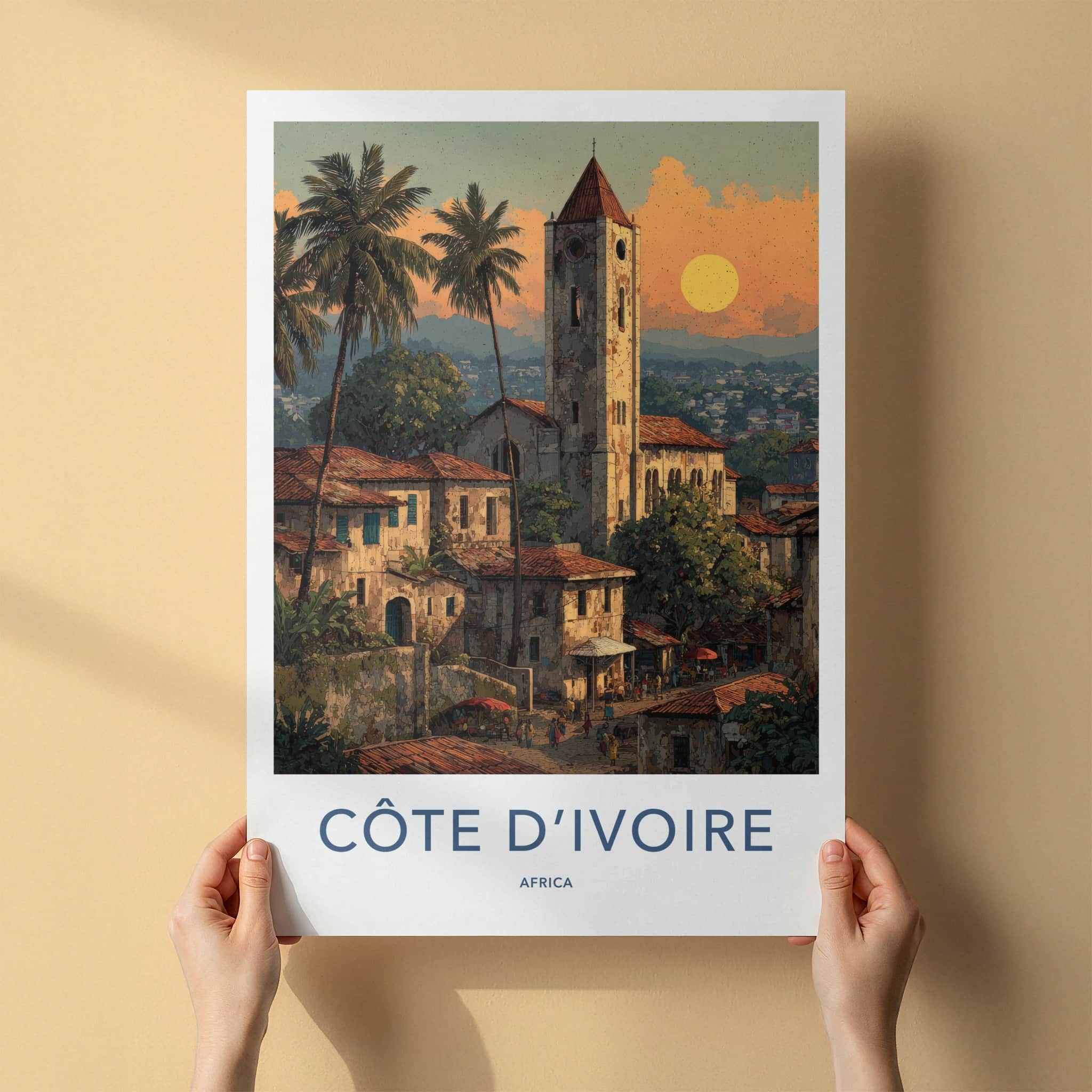 Cote D Ivoire Poster - Cote D Ivoire Travel Art - Old Stone Tower Home Decor