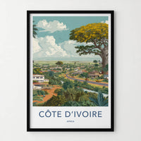 Cote Divoire Poster - Africa Travel Art - Lush Tropical Town Home Decor