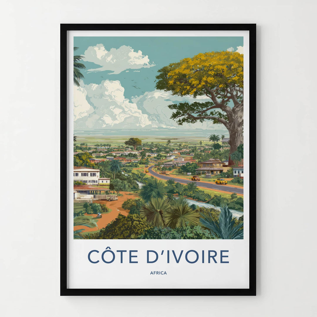 Cote Divoire Poster - Africa Travel Art - Lush Tropical Town Home Decor