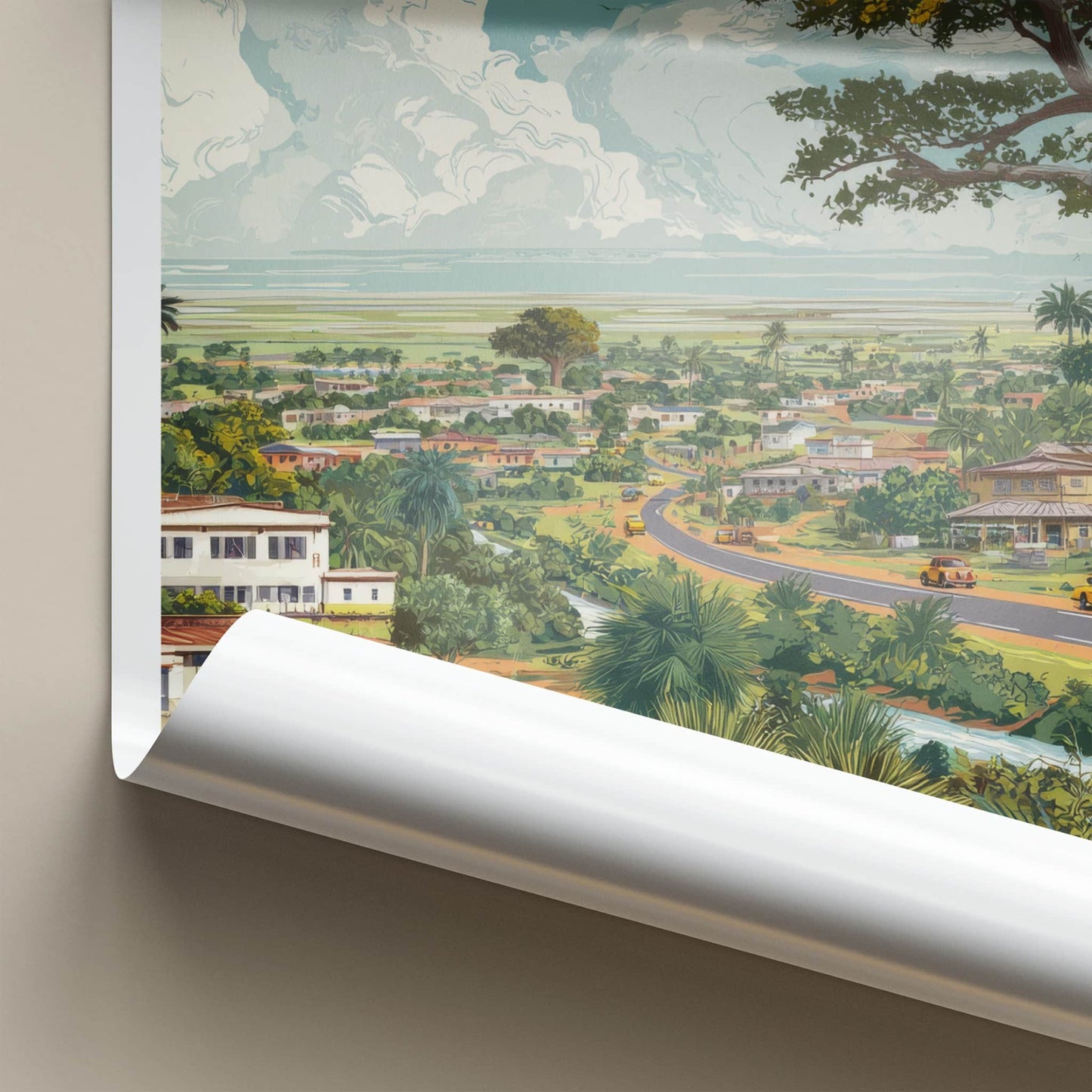 Cote Divoire Poster - Africa Travel Art - Lush Tropical Town Home Decor