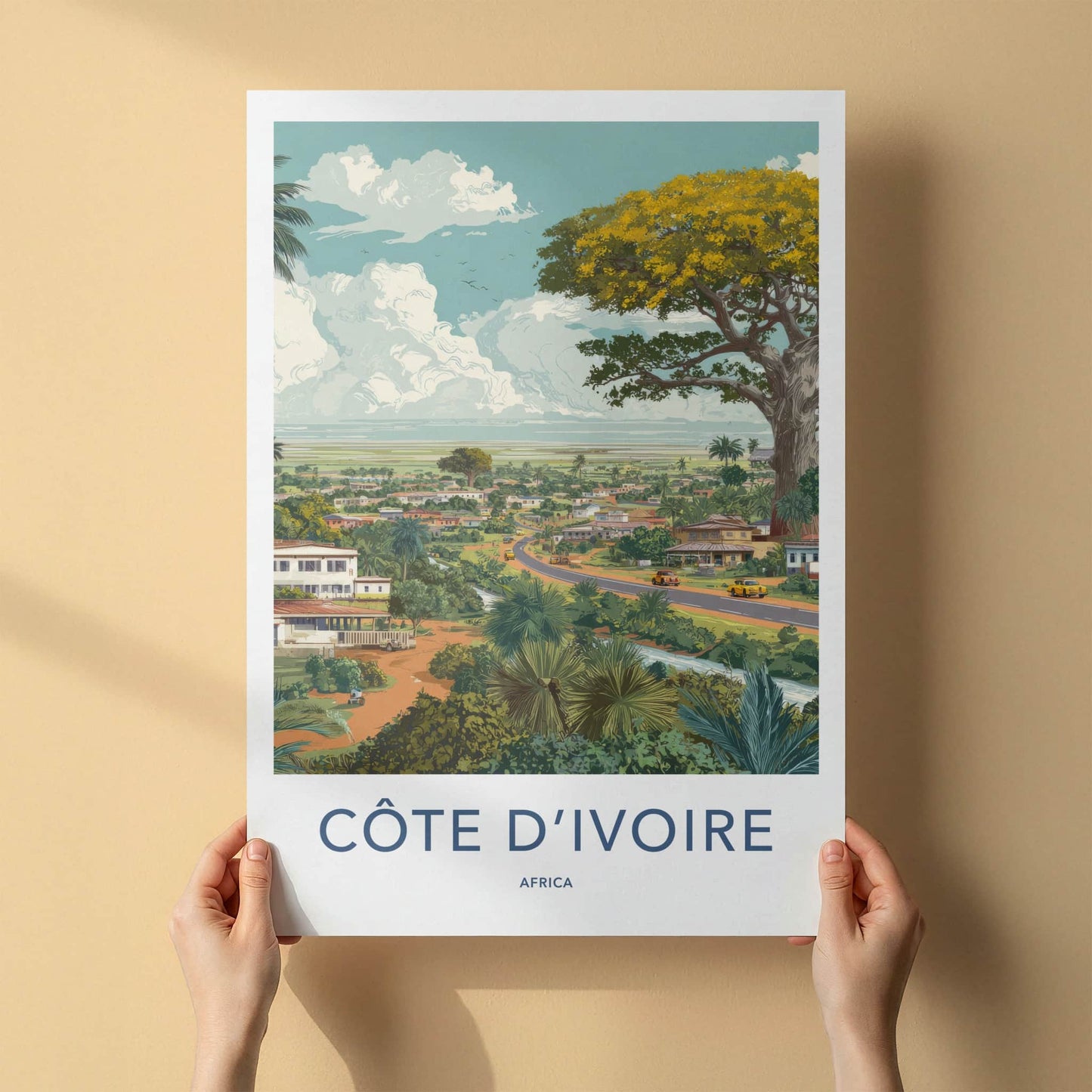 Cote Divoire Poster - Africa Travel Art - Lush Tropical Town Home Decor