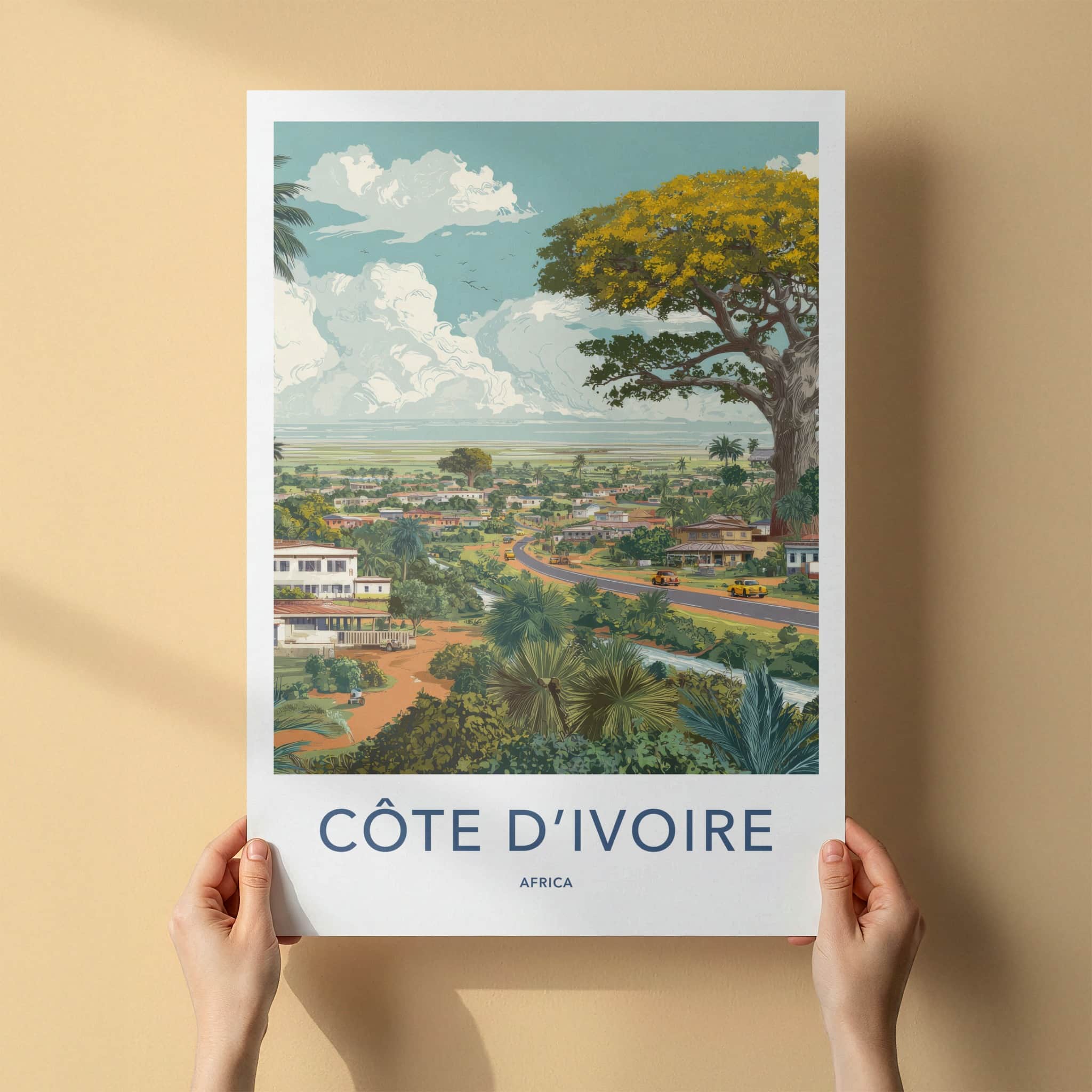 Cote Divoire Poster - Africa Travel Art - Lush Tropical Town Home Decor