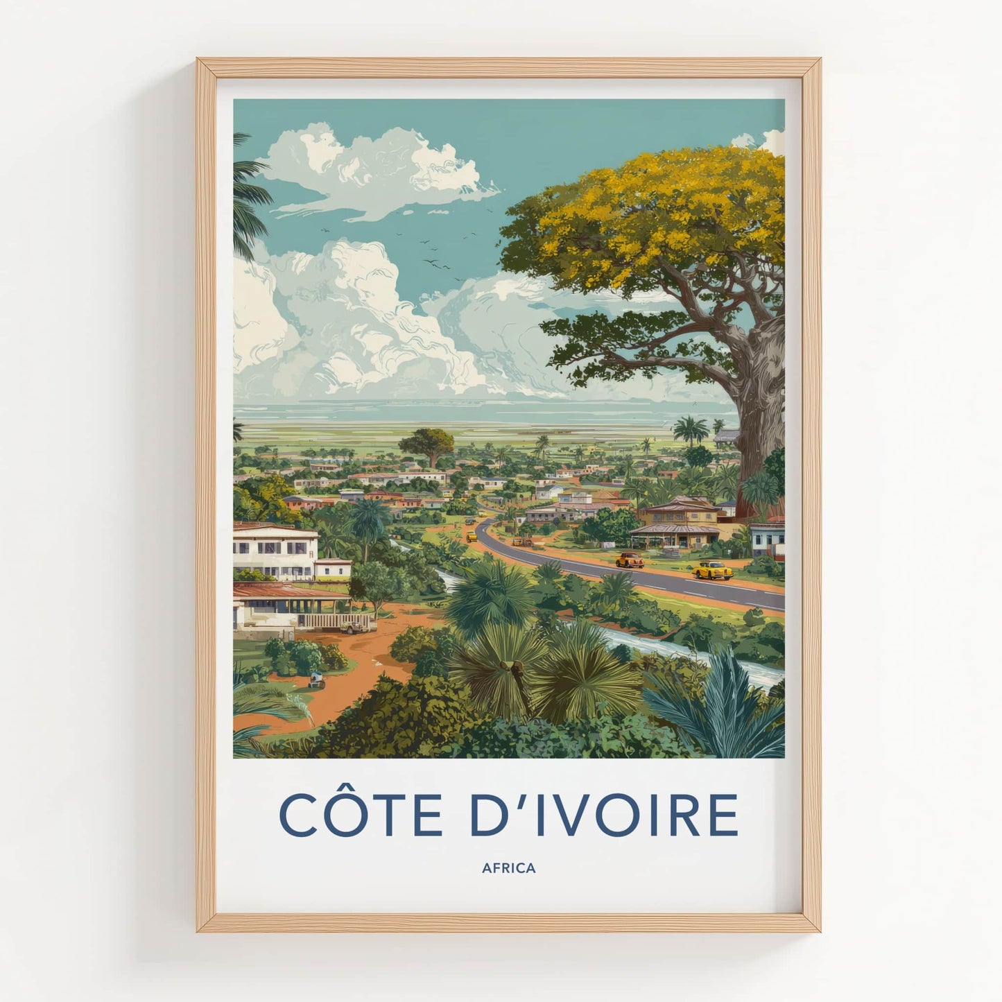 Cote Divoire Poster - Africa Travel Art - Lush Tropical Town Home Decor