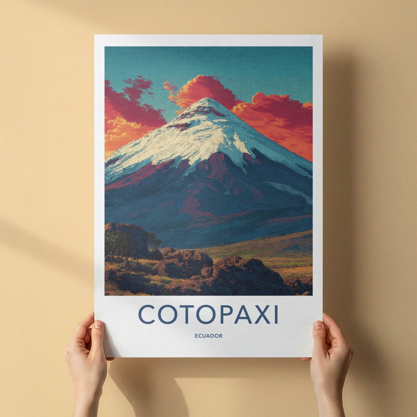 Cotopaxi Poster - Ecuador Art Print - Snow Capped Volcano Wall Decor