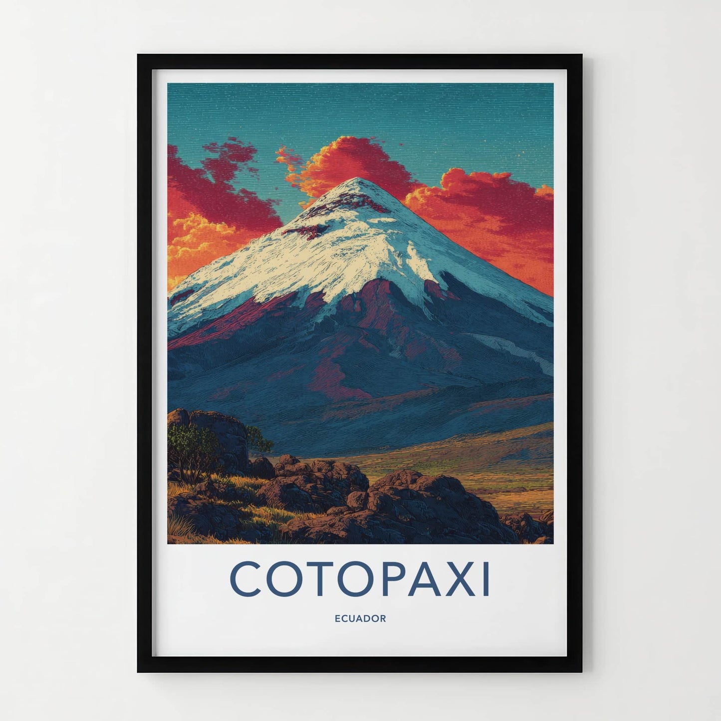 Cotopaxi Poster - Ecuador Art Print - Snow Capped Volcano Wall Decor