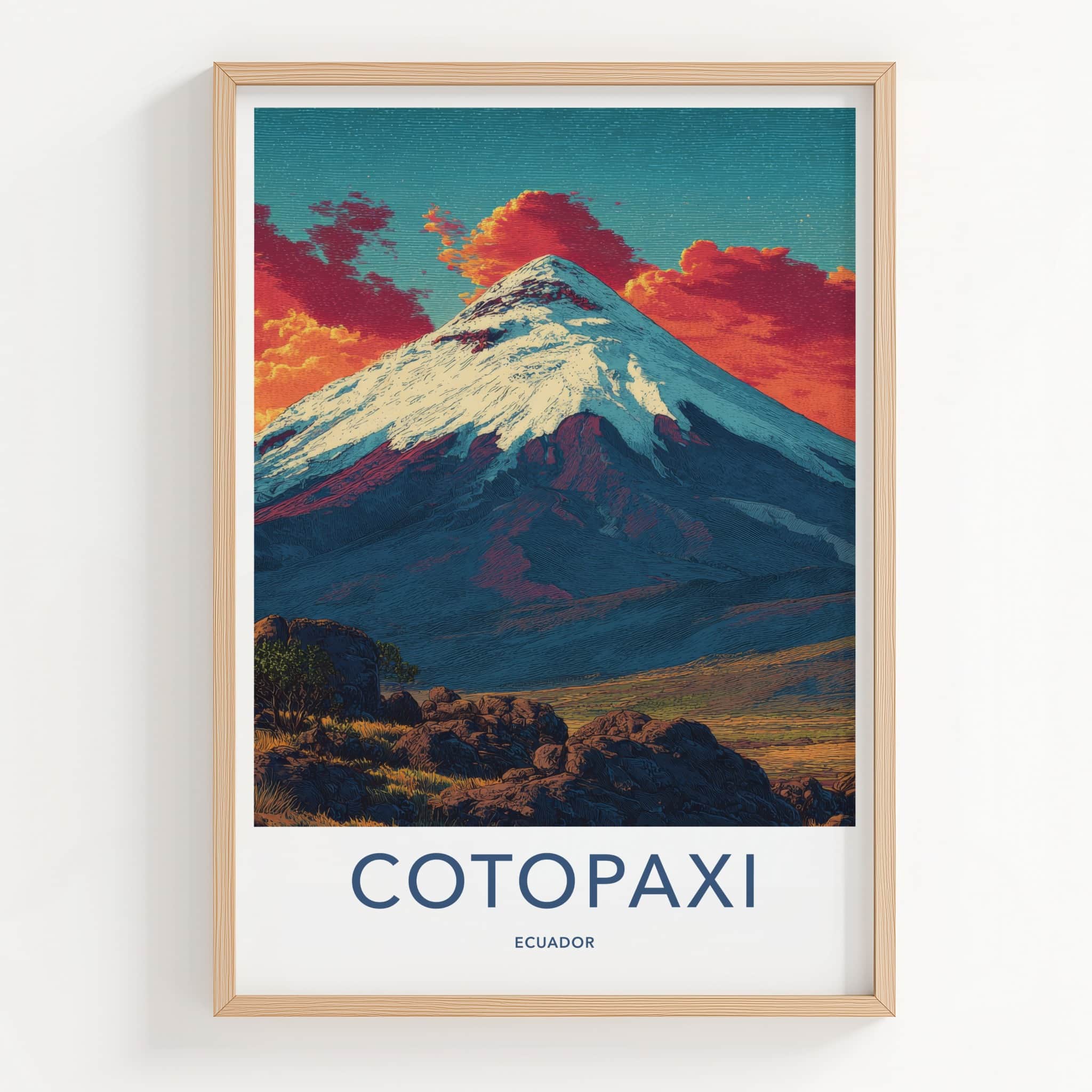 Cotopaxi Poster - Ecuador Art Print - Snow Capped Volcano Wall Decor
