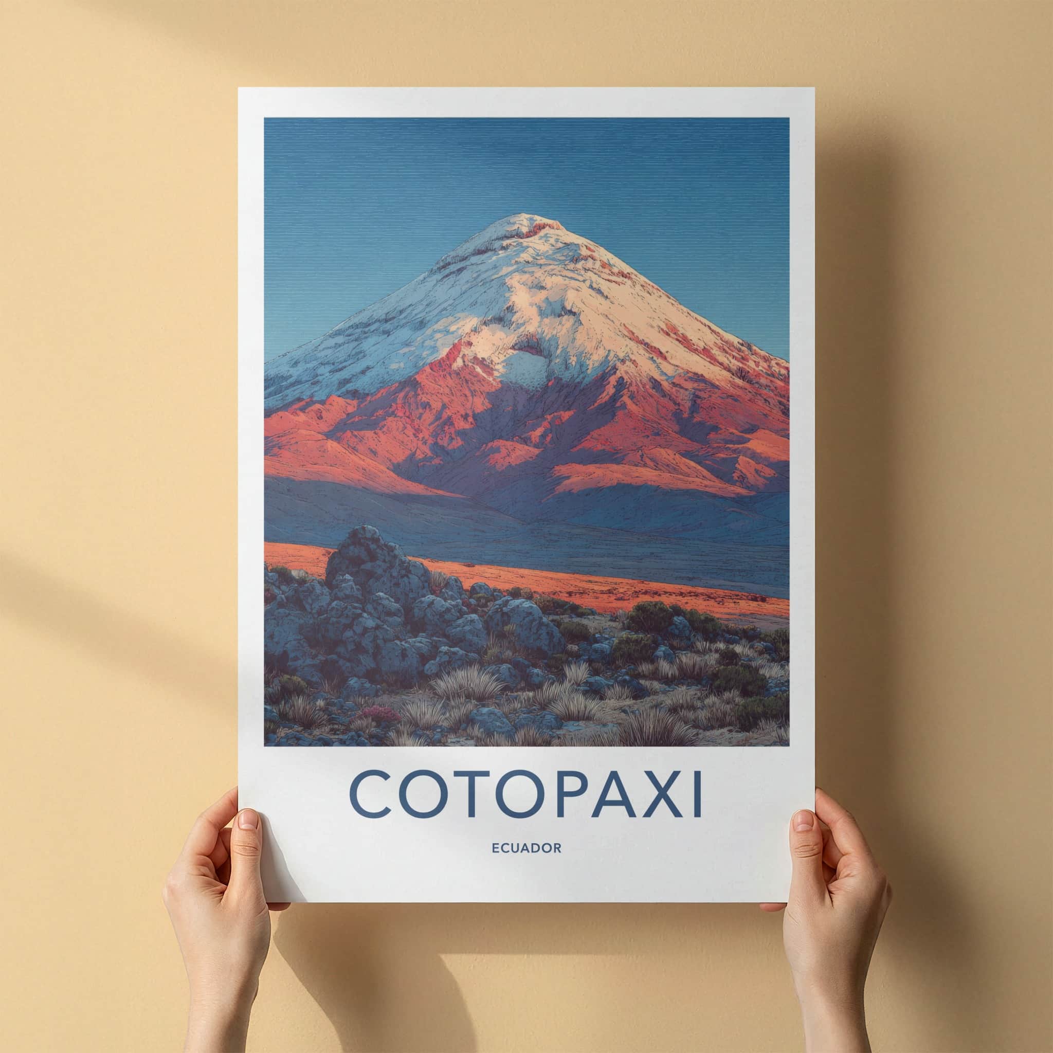 Cotopaxi Poster - Ecuador Travel Art - Snow Capped Volcano Home Decor
