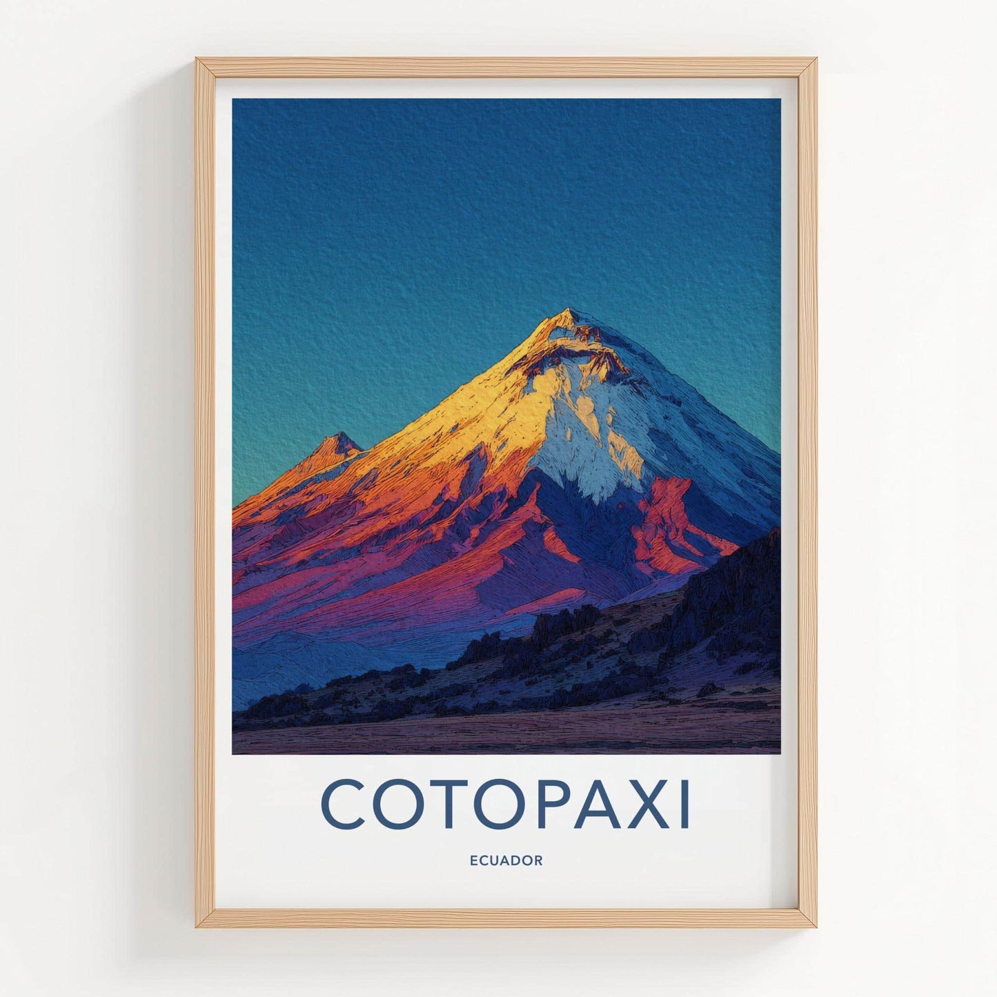 Cotopaxi Poster - Ecuador Travel Art - Summit Golden Light Home Decor