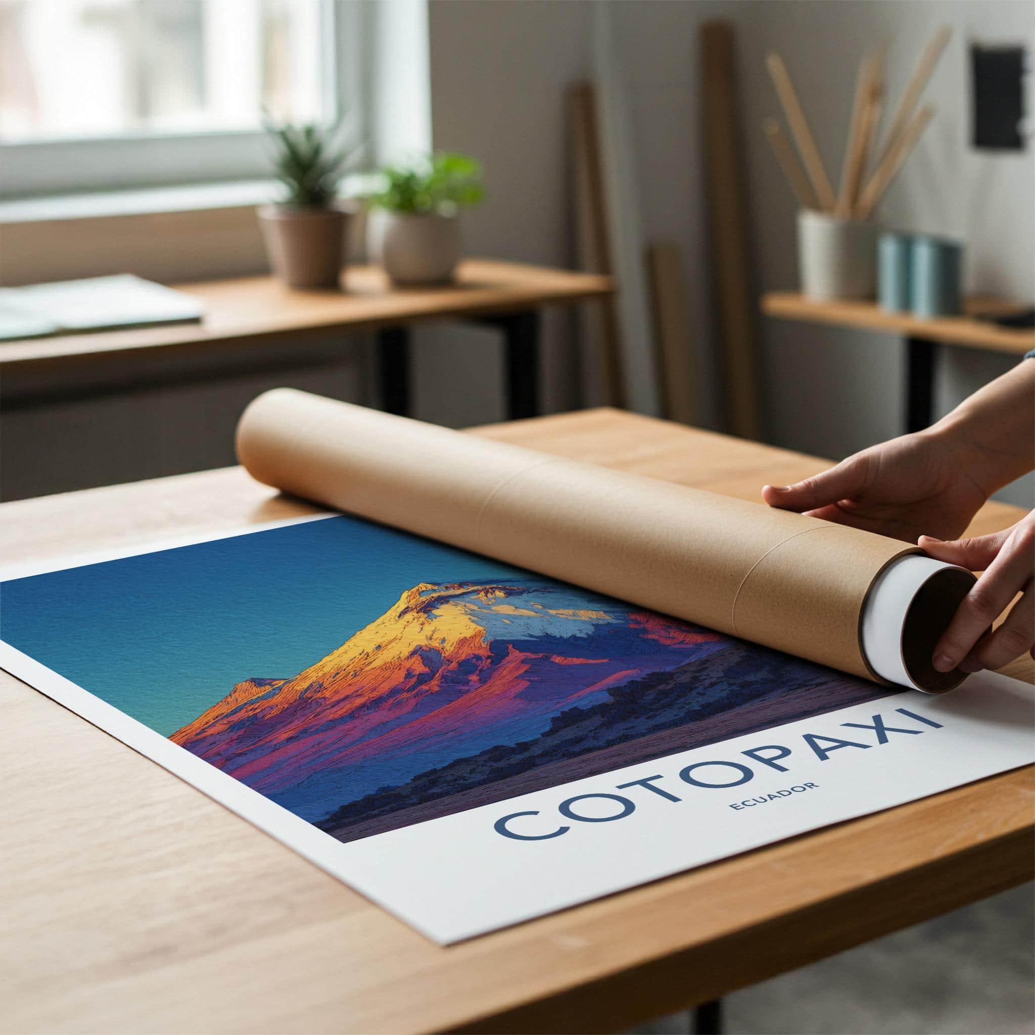 Cotopaxi Poster - Ecuador Travel Art - Summit Golden Light Home Decor
