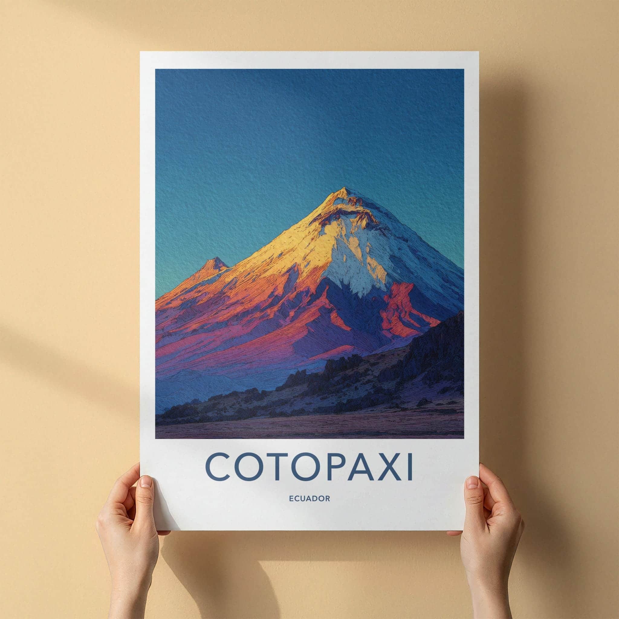 Cotopaxi Poster - Ecuador Travel Art - Summit Golden Light Home Decor