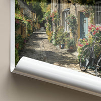 Cotswolds Poster - England Travel Art - Cobblestone Street Bicycle Home Decor