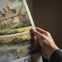 Cotswolds Poster - United Kingdom Travel Art - Historic River Cottages Home Decor