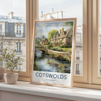 Cotswolds Poster - United Kingdom Travel Art - Historic River Cottages Home Decor