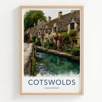 Cotswolds Poster - United Kingdom Travel Art - Quaint Stone Home Decor