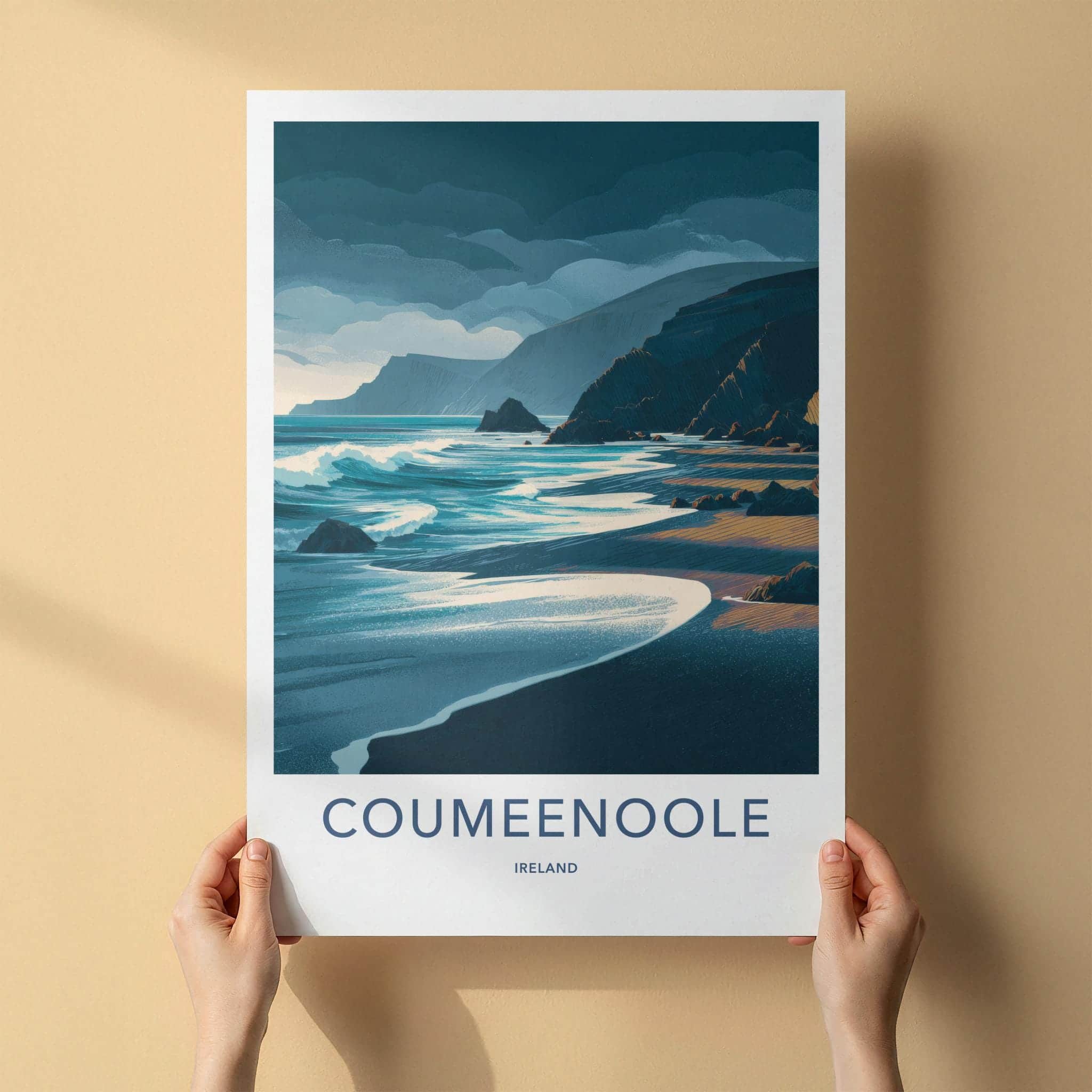 Coumeenoole Poster - Ireland Travel Art - Rugged Ocean Cliffs Home Decor