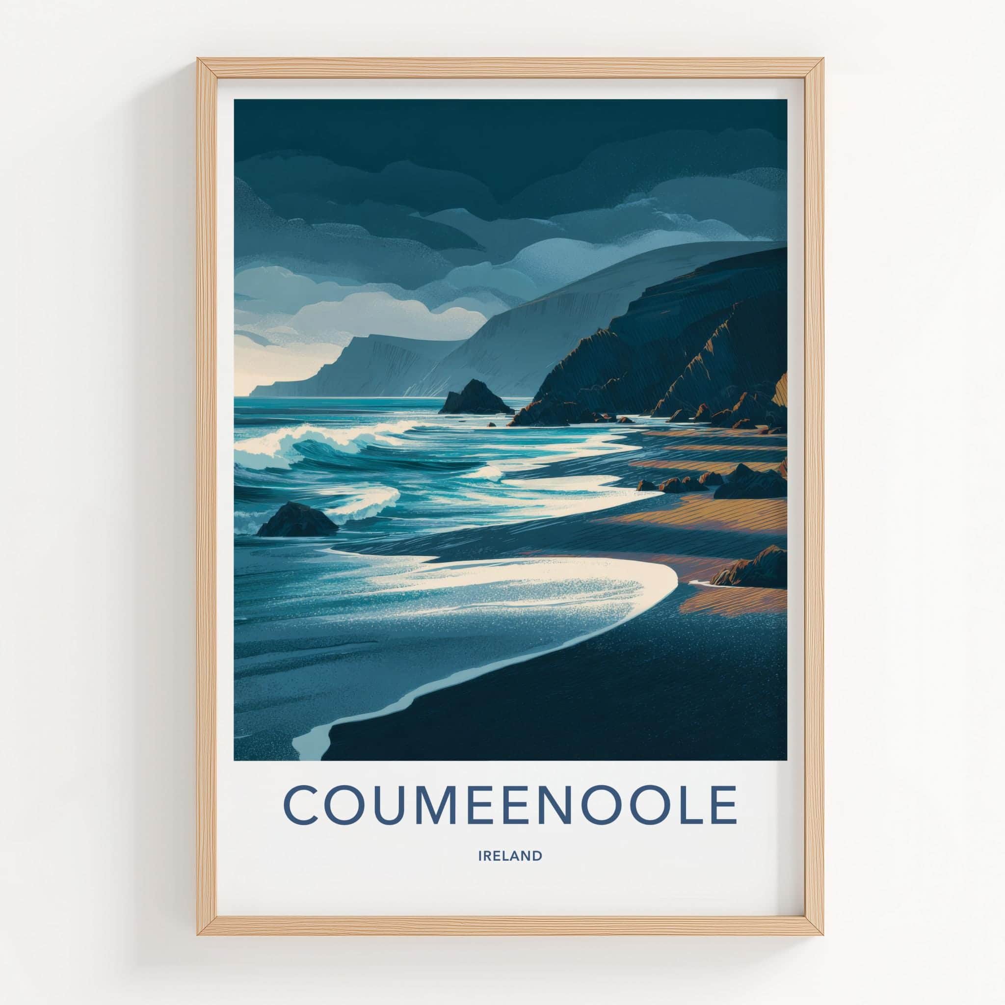 Coumeenoole Poster - Ireland Travel Art - Rugged Ocean Cliffs Home Decor