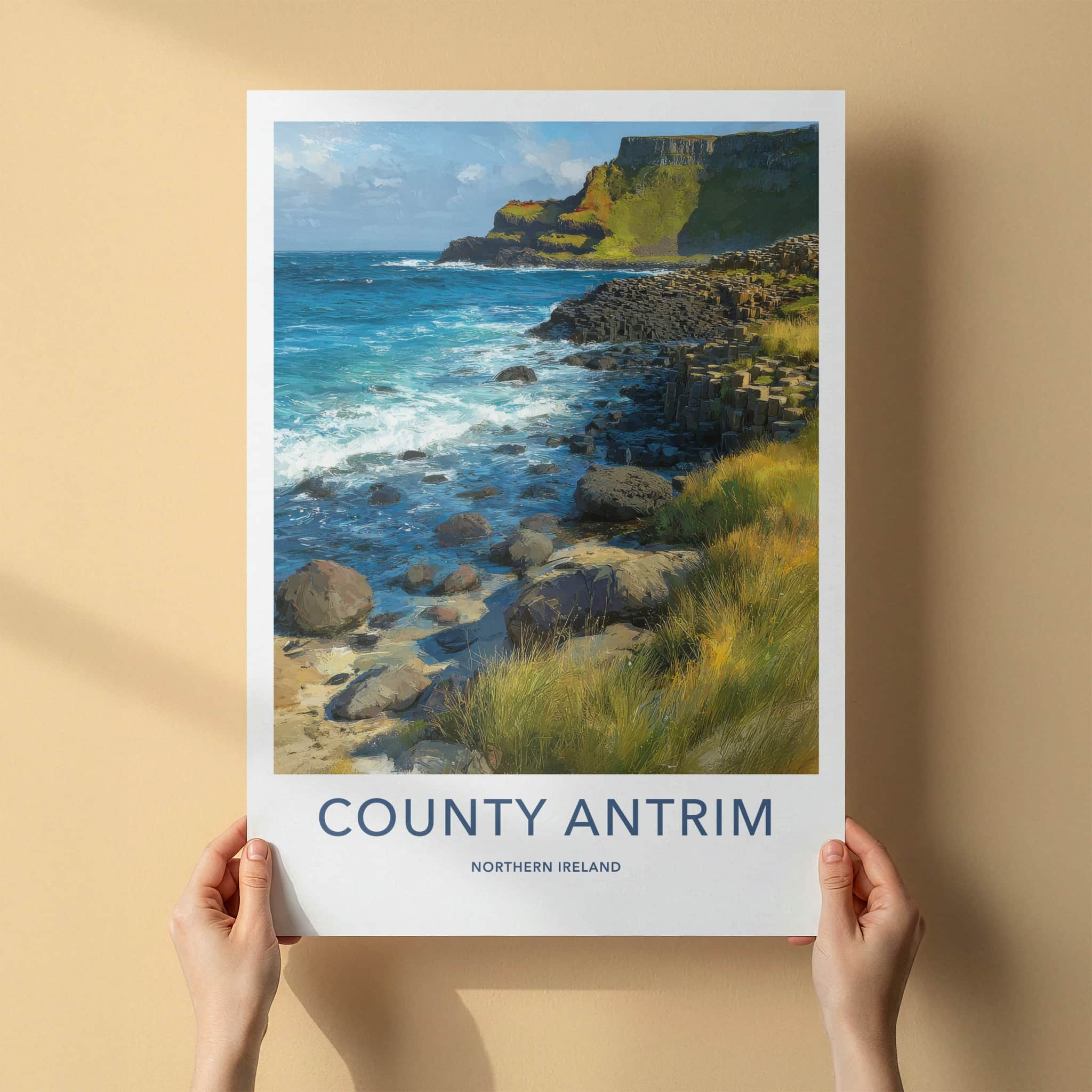 County Antrim Poster - Northern Ireland Travel Print Basalt Columns Gallery Art