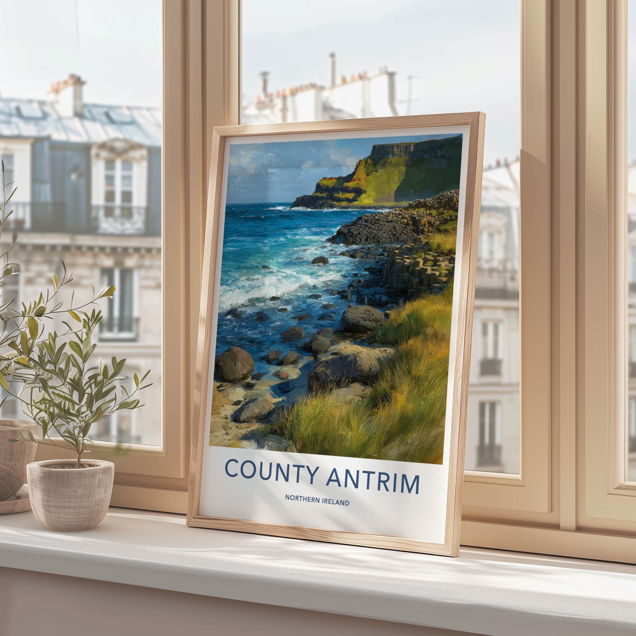 County Antrim Poster - Northern Ireland Travel Print Basalt Columns Gallery Art