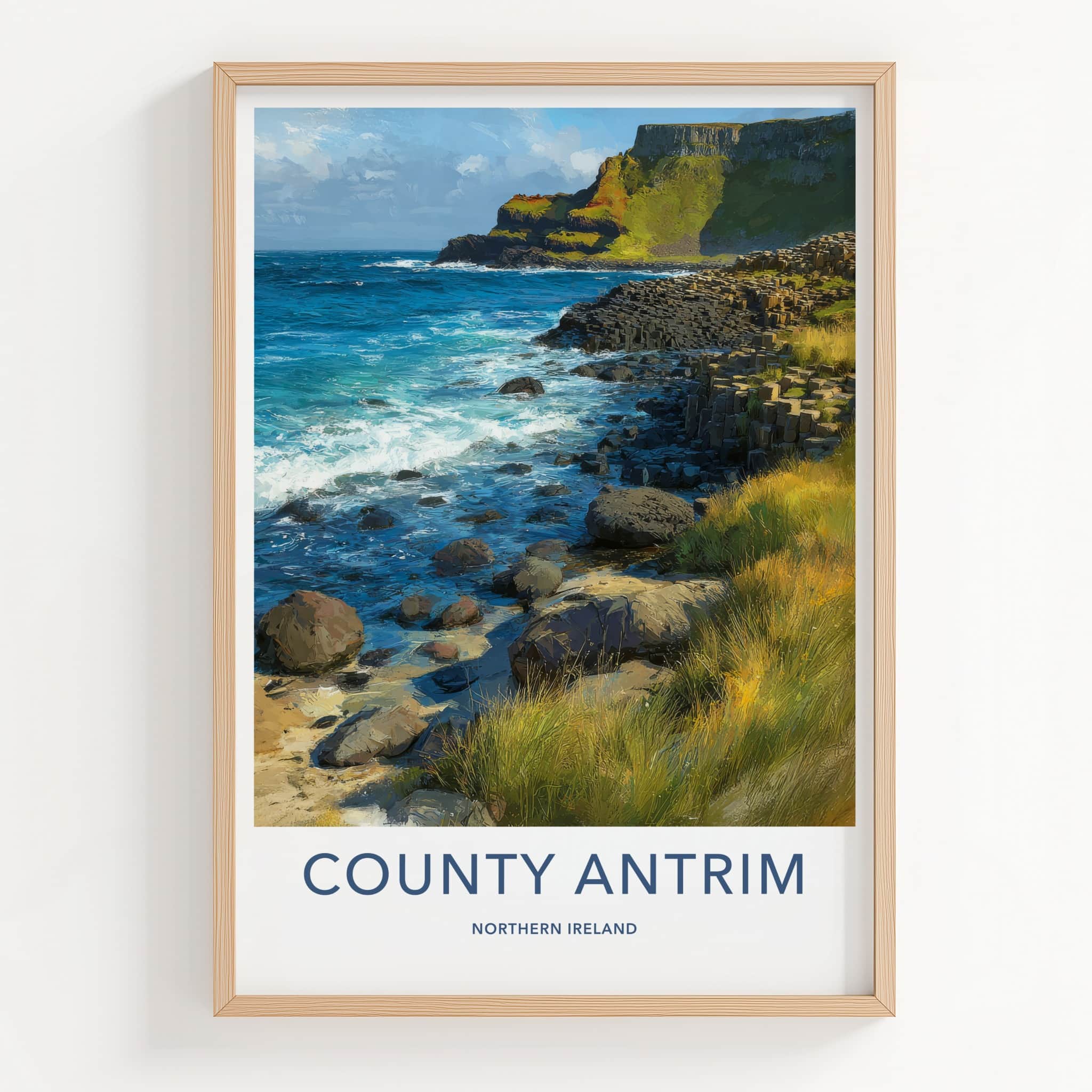 County Antrim Poster - Northern Ireland Travel Print Basalt Columns Gallery Art