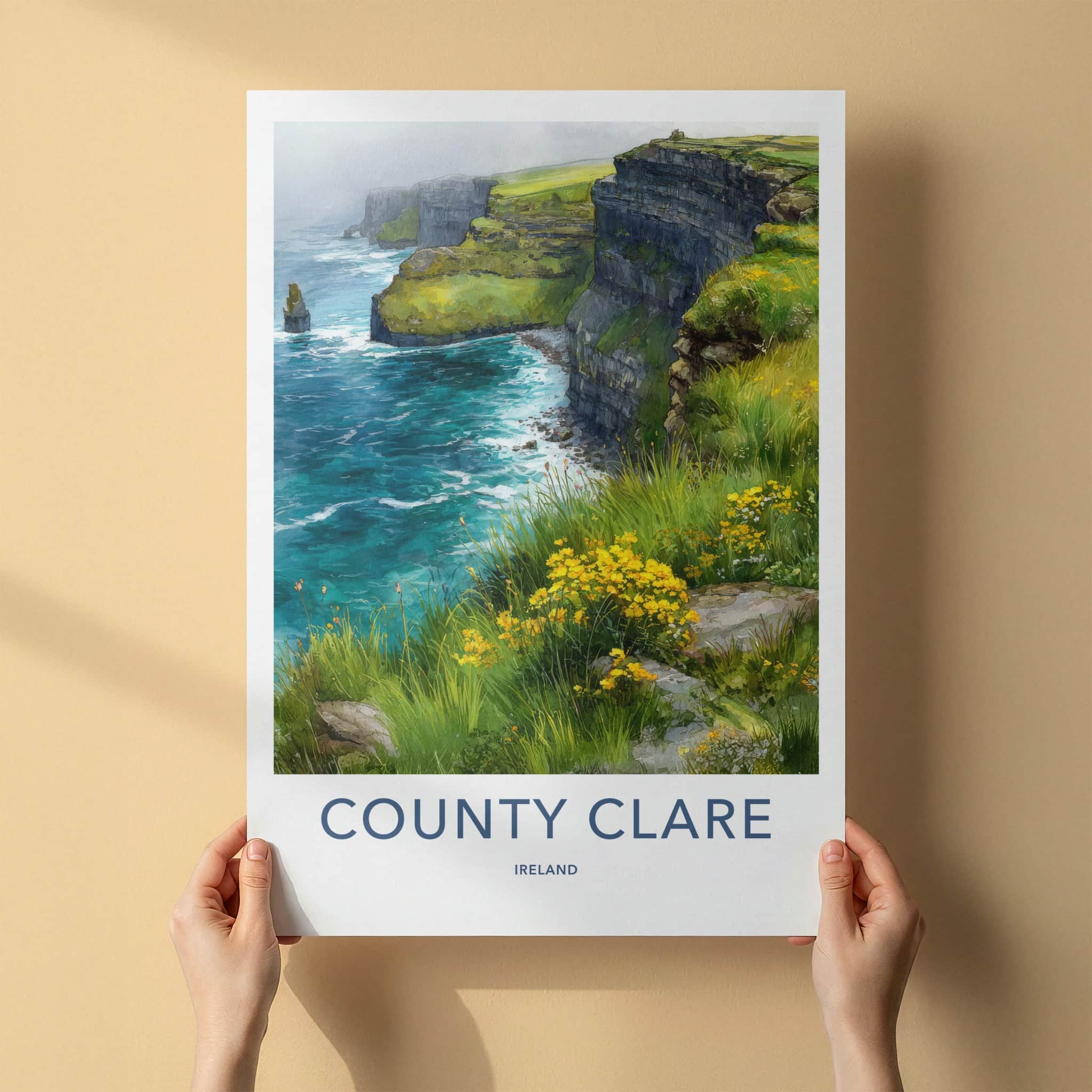 County Clare Poster - Ireland Art Print - Misty Green Meadow Gallery Art