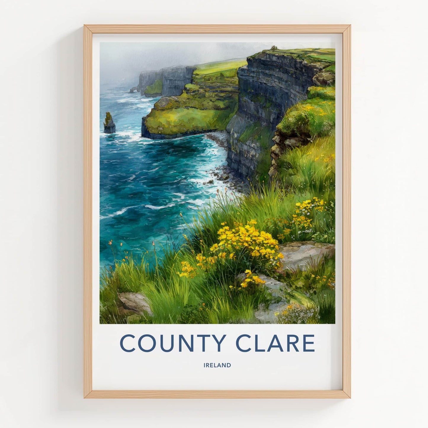 County Clare Poster - Ireland Art Print - Misty Green Meadow Gallery Art