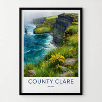County Clare Poster - Ireland Art Print - Misty Green Meadow Gallery Art
